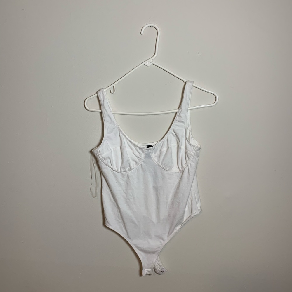 White Bust Cutout Bodysuit - Picture 1 of 4